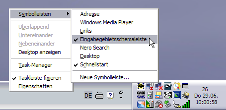 Eingabegebietsschemaleiste